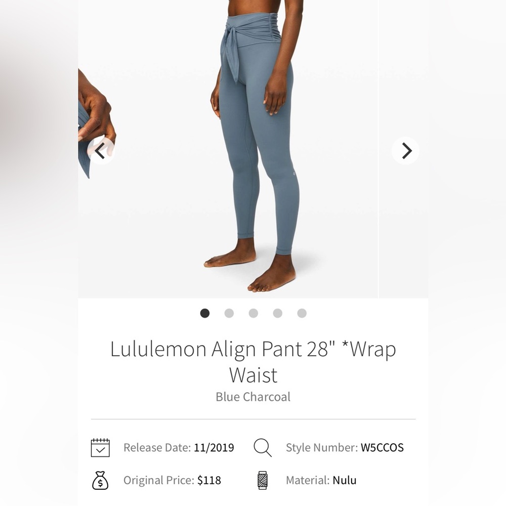 lululemon athletica Blue Charcoal Align Pant 28" Wrap Waist Leggings